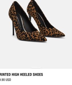 Zara animal print high heeled shoes